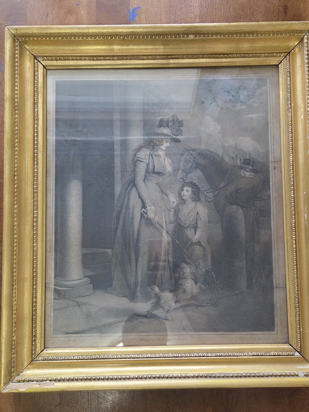 Antique George Morland "The Squire's Door" Engraving, C. Hulbert Shrewsbury -